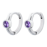 Earrings Huggie with purple Cubic Zirconia - UmaUmi