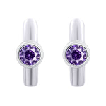 Earrings Huggie with purple Cubic Zirconia - UmaUmi