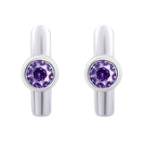 Earrings Huggie with purple Cubic Zirconia - UmaUmi