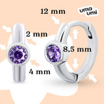 Earrings Huggie with purple Cubic Zirconia - UmaUmi