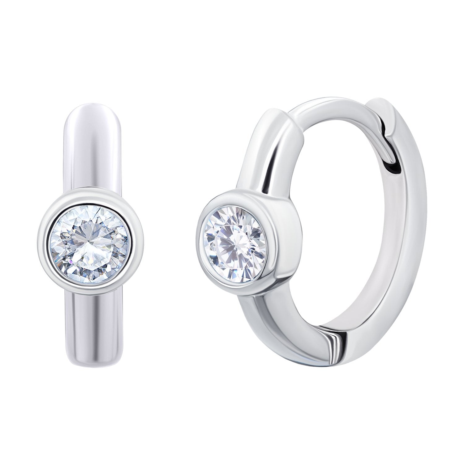 Earrings Huggie with white Cubic Zirconia - UmaUmi