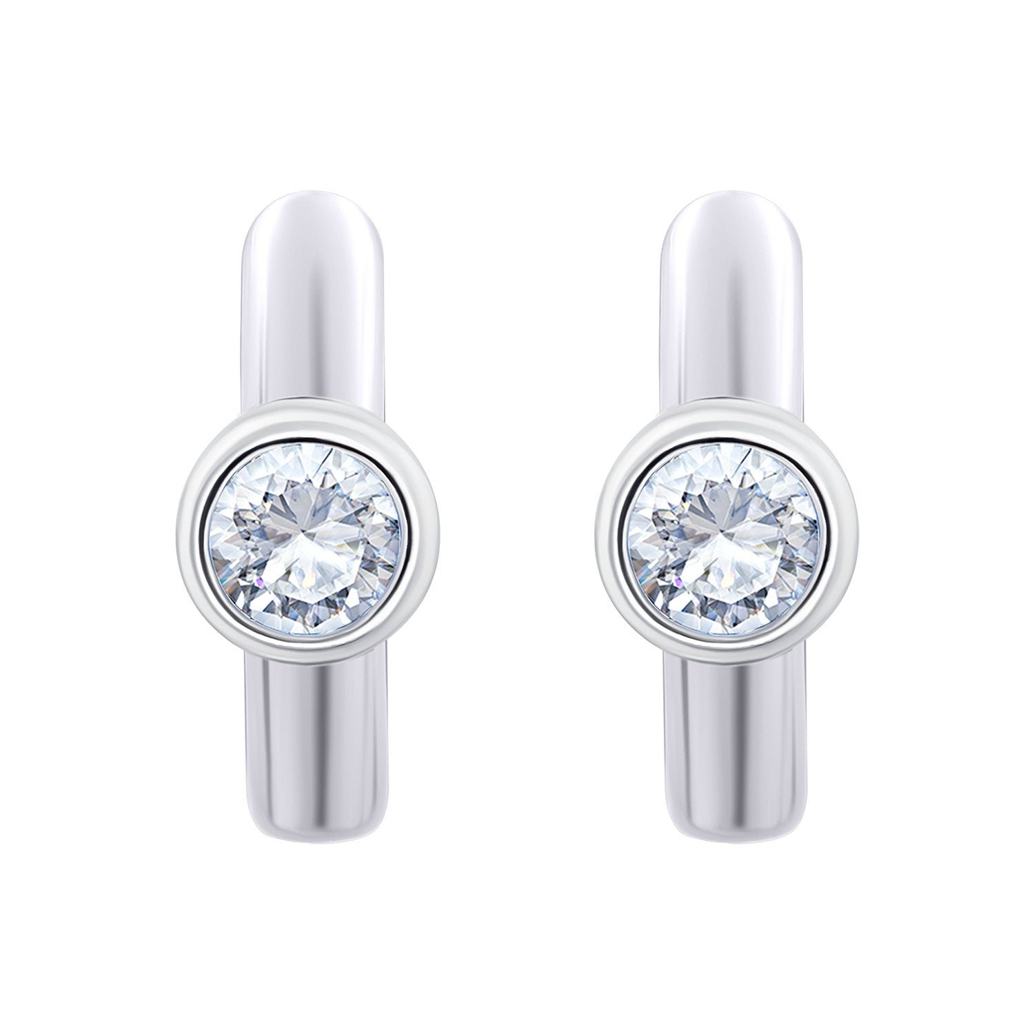 Earrings Huggie with white Cubic Zirconia - UmaUmi