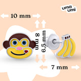 Earrings Monkey with Bananas - UmaUmi