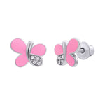 Earrings Pink Shiny Butterfly - UmaUmi