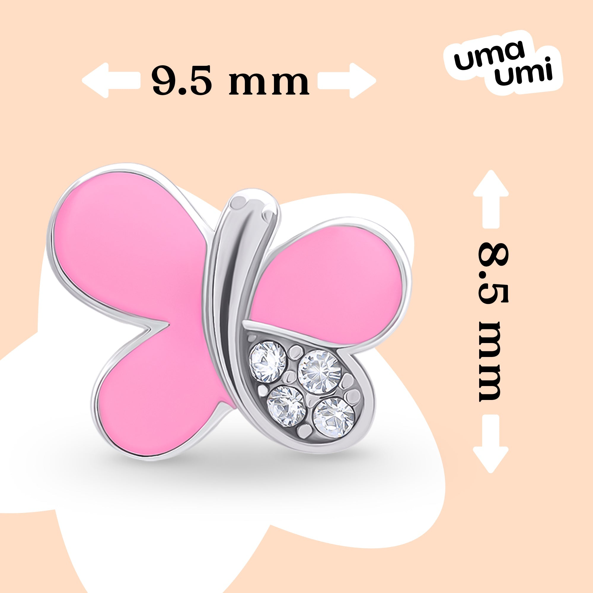 Earrings Pink Shiny Butterfly - UmaUmi