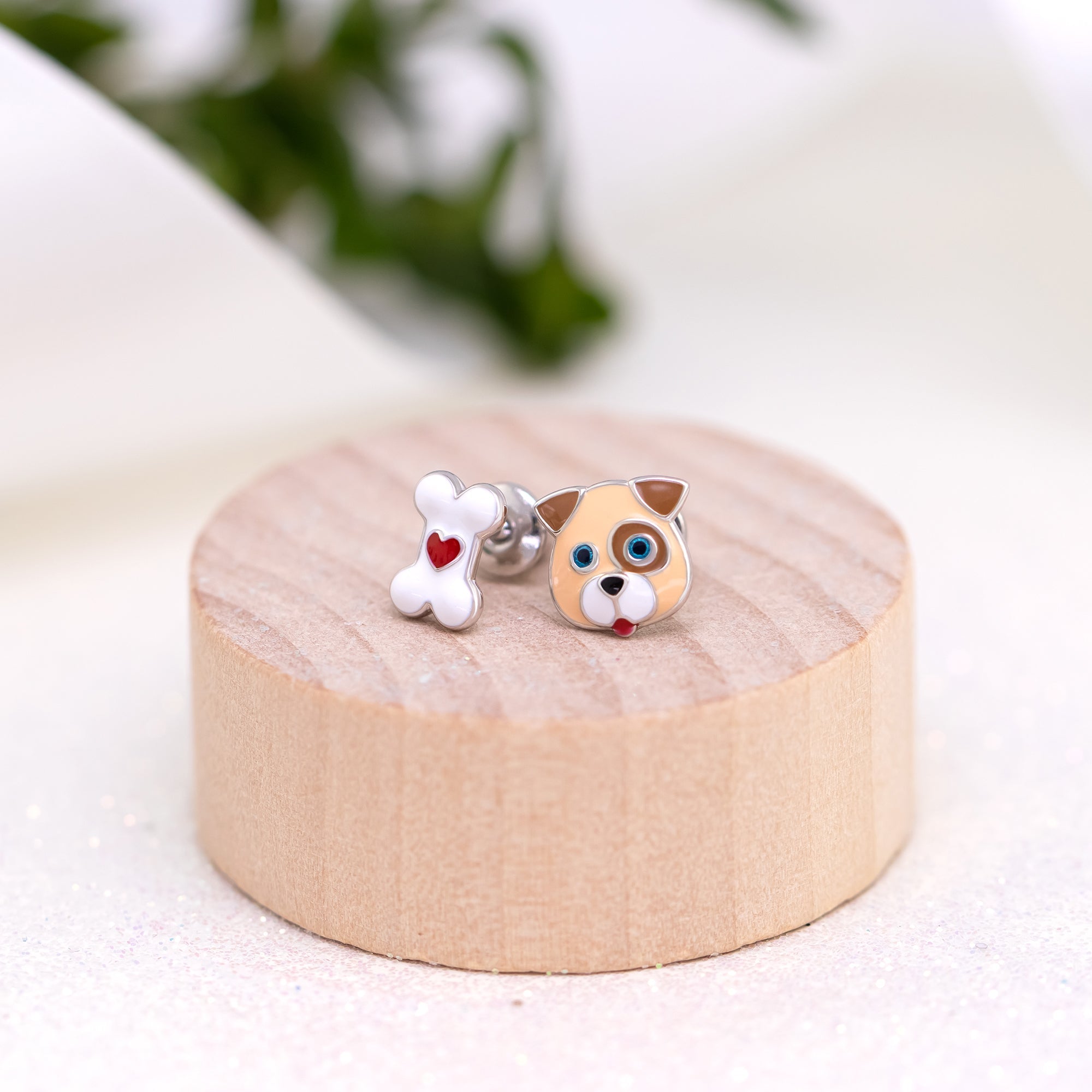 Earrings Puppy with a Bone - UmaUmi