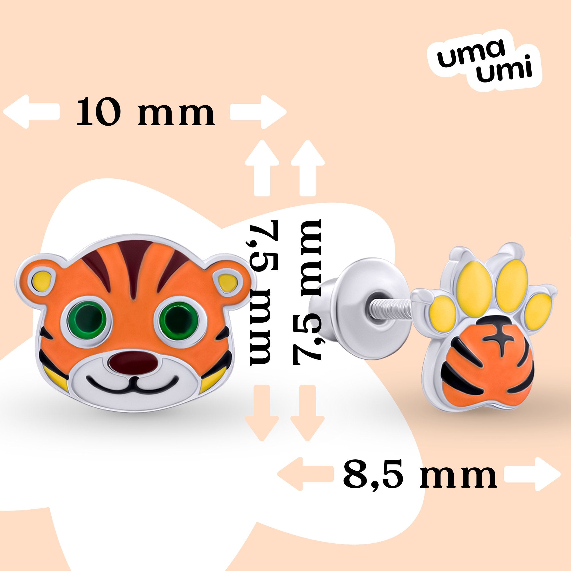 Earrings Tiger with Paw - UmaUmi