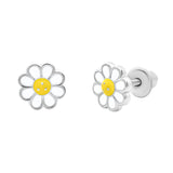 Earrings White - yellow Chamomile - UmaUmi