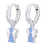 Earrings with pendants Angel with blue and white enamel, d 12 mm - UmaUmi