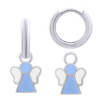 Earrings with pendants Angel with blue and white enamel, d 12 mm - UmaUmi