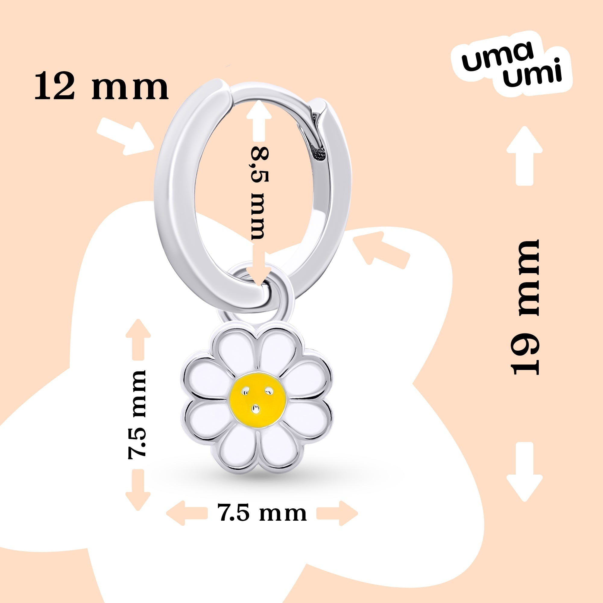 Earrings with pendants Chamomile, d 12 mm - UmaUmi