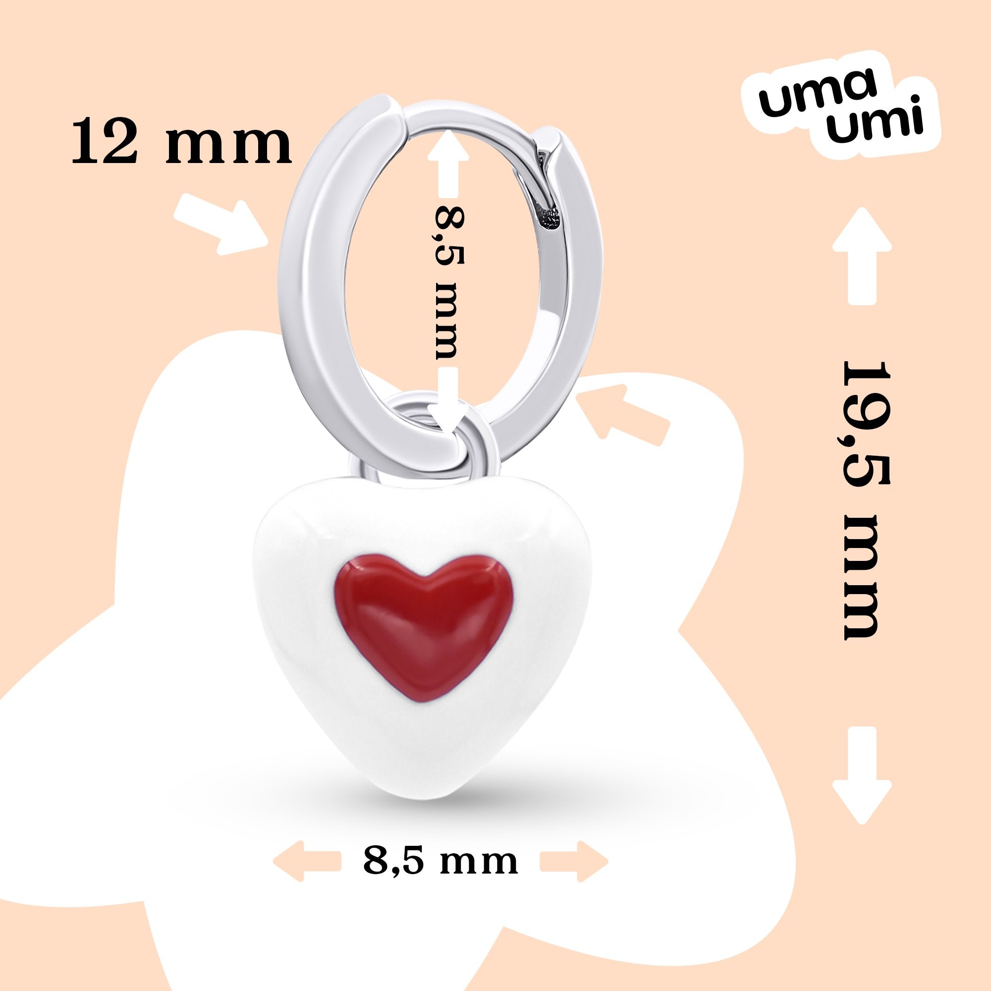 Earrings with pendants Heart in Heart, d 12 mm - UmaUmi