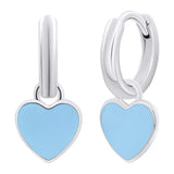 Earrings with pendants Heart with blue enamel, d 12 mm - UmaUmi