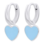 Earrings with pendants Heart with blue enamel, d 12 mm - UmaUmi