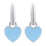 Earrings with pendants Heart with blue enamel, d 12 mm - UmaUmi