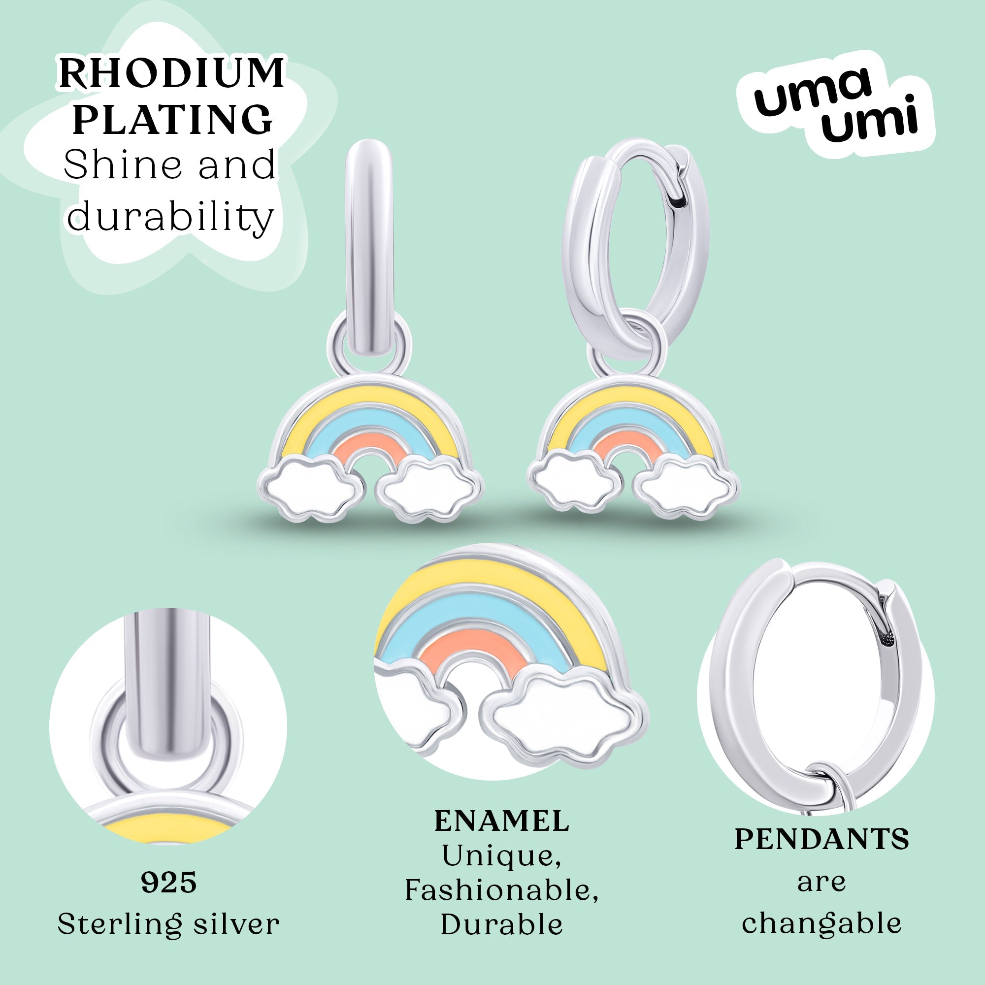 Earrings with pendants Rainbow, d 12 mm - UmaUmi