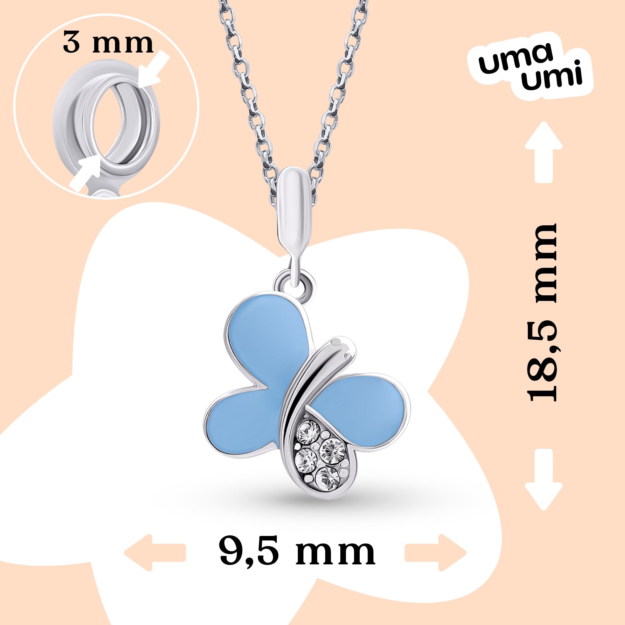 Pendant Blue Shiny Butterfly - UmaUmi