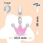 Pendant Crown with a Heart with pink enamel and Zirconia - UmaUmi