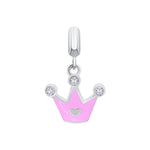 Pendant Crown with a Heart with pink enamel and Zirconia - UmaUmi