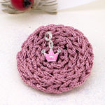 Pendant Crown with a Heart with pink enamel and Zirconia - UmaUmi