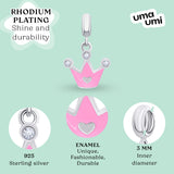 Pendant Crown with a Heart with pink enamel and Zirconia - UmaUmi