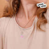 Pendant Crown with a Heart with pink enamel and Zirconia - UmaUmi