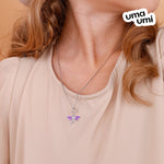 Pendant Dragonfly with violet enamel and cubic zirconia - UmaUmi