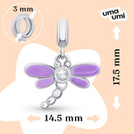 Pendant Dragonfly with violet enamel and cubic zirconia - UmaUmi