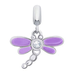 Pendant Dragonfly with violet enamel and cubic zirconia - UmaUmi