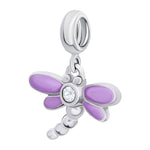 Pendant Dragonfly with violet enamel and cubic zirconia - UmaUmi