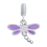 Pendant Dragonfly with violet enamel and cubic zirconia - UmaUmi