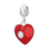 Pendant Heart with red enamel and cubic zirconia - UmaUmi