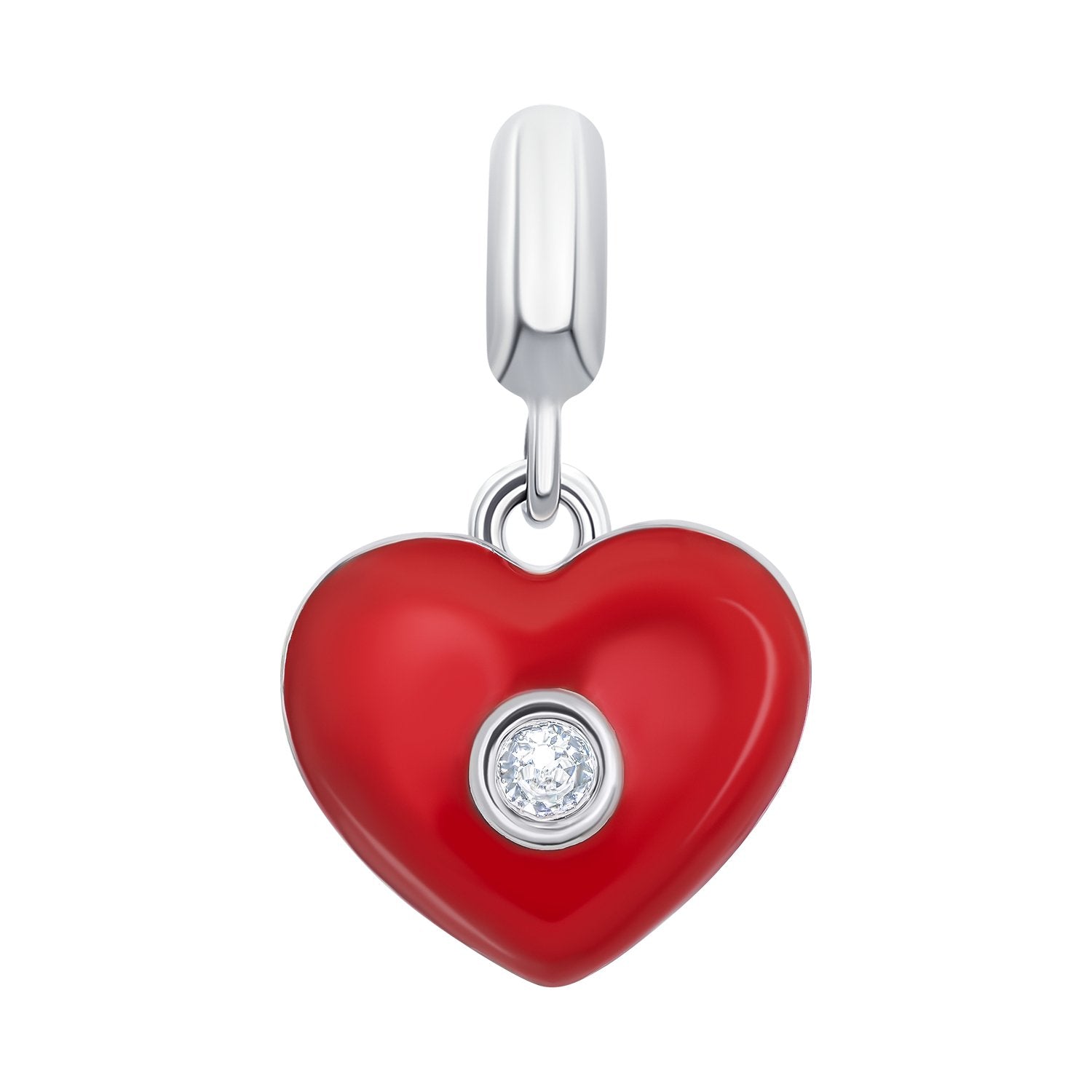 Pendant Heart with red enamel and cubic zirconia - UmaUmi