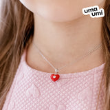 Pendant Heart with red enamel and cubic zirconia - UmaUmi