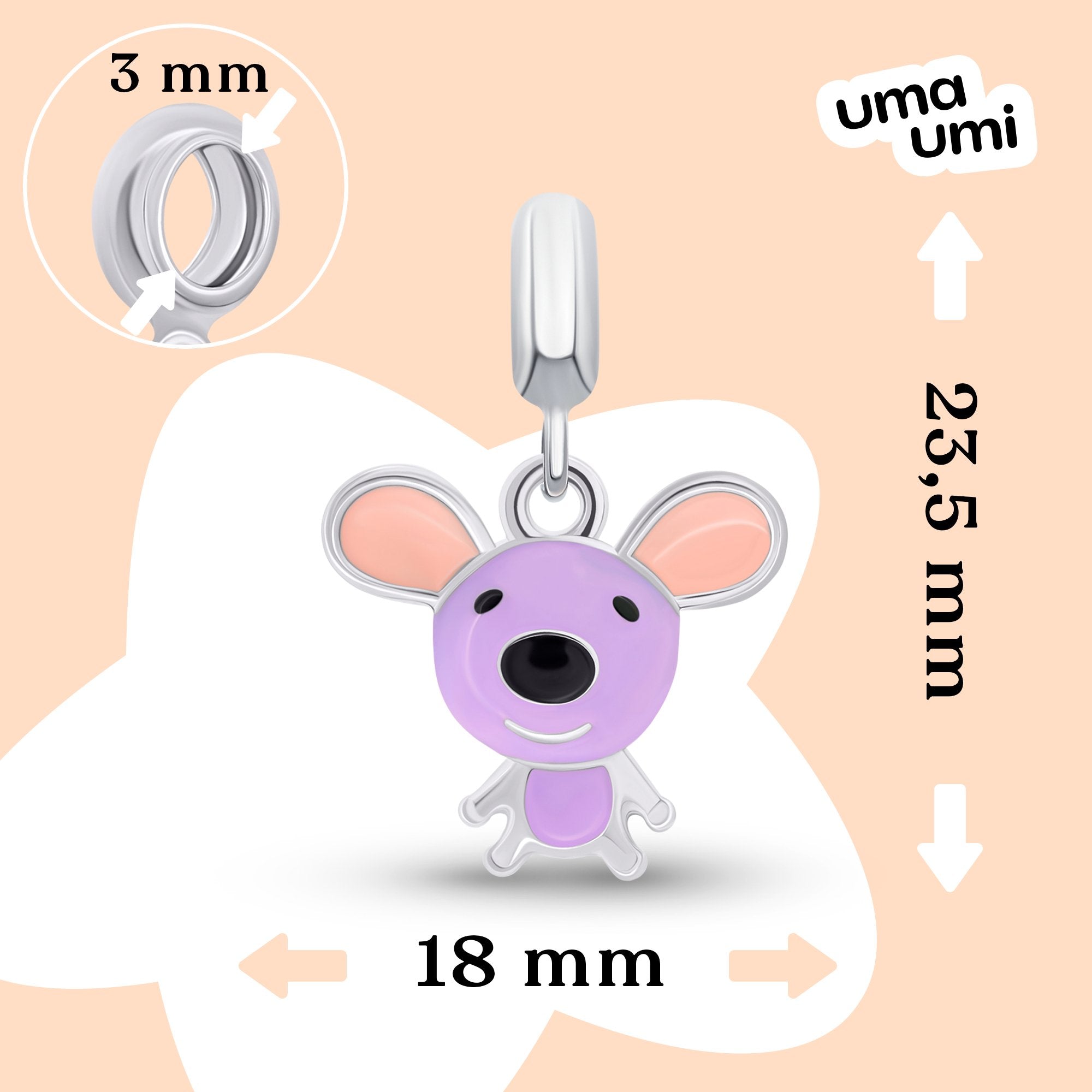 Pendant Mousie with violet enamel - UmaUmi