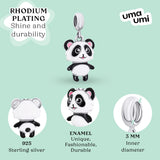 Pendant Panda with white - black and pink enamel - UmaUmi