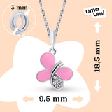 Pendant Shiny Butterfly with pink enamel and cubic zirconia - UmaUmi