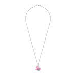 Pendant Shiny Butterfly with pink enamel and cubic zirconia - UmaUmi