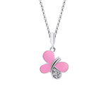 Pendant Shiny Butterfly with pink enamel and cubic zirconia - UmaUmi