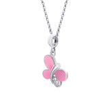 Pendant Shiny Butterfly with pink enamel and cubic zirconia - UmaUmi