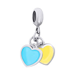 Pendant Ukraine of two hearts with yellow and blue enamel - UmaUmi