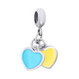 Pendant Ukraine of two hearts with yellow and blue enamel - UmaUmi