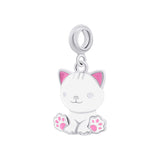 Pendant White Cat with a Paw - UmaUmi