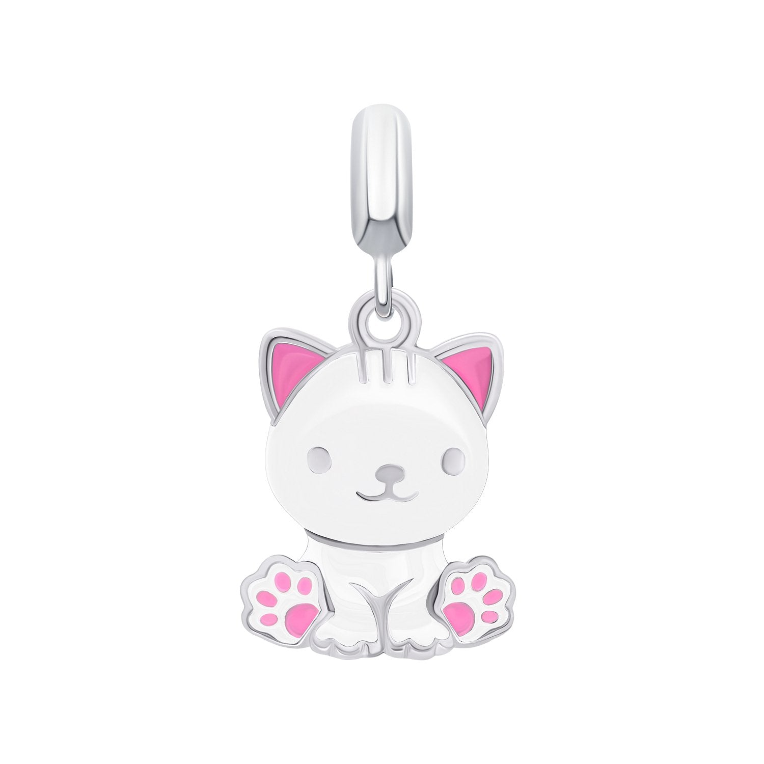 Pendant White Cat with a Paw - UmaUmi