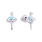 Stud earrings Ballerina with blue enamel and Cubic Zirconia - UmaUmi