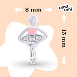 Stud earrings Ballerina with pink enamel and Cubic Zirconia - UmaUmi