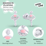 Stud earrings Ballerina with pink enamel and Cubic Zirconia - UmaUmi