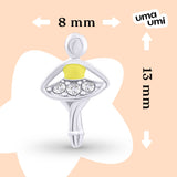 Stud earrings Ballerina with yellow enamel and Cubic Zirconia - UmaUmi