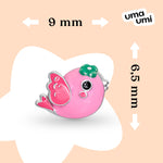 Stud earrings Birdie with pink and green enamel - UmaUmi