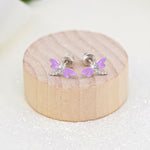 Stud earrings Dragonfly with violet enamel and cubic zirconia - UmaUmi